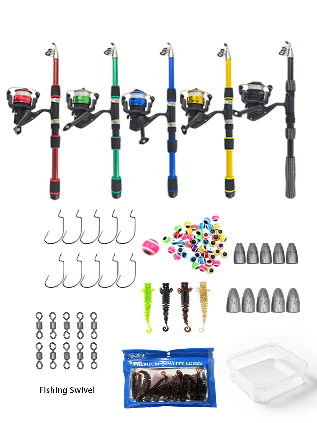 Fishing Equipment Europe - Set Kombo Joran Pancing Teleskopik 1.8m: